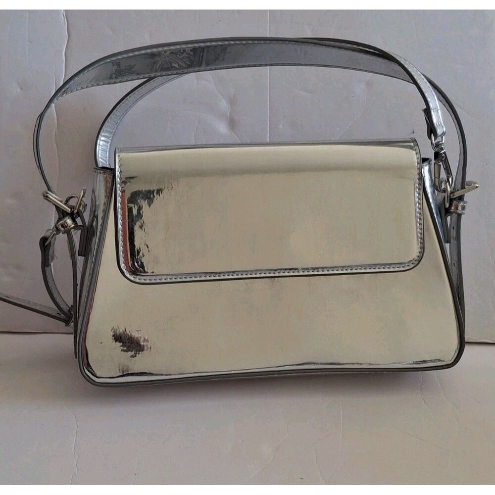 Urban Expressions Metallic Silver Shoulder Bag Liquid Mirror Donna Bag Y2K 90s